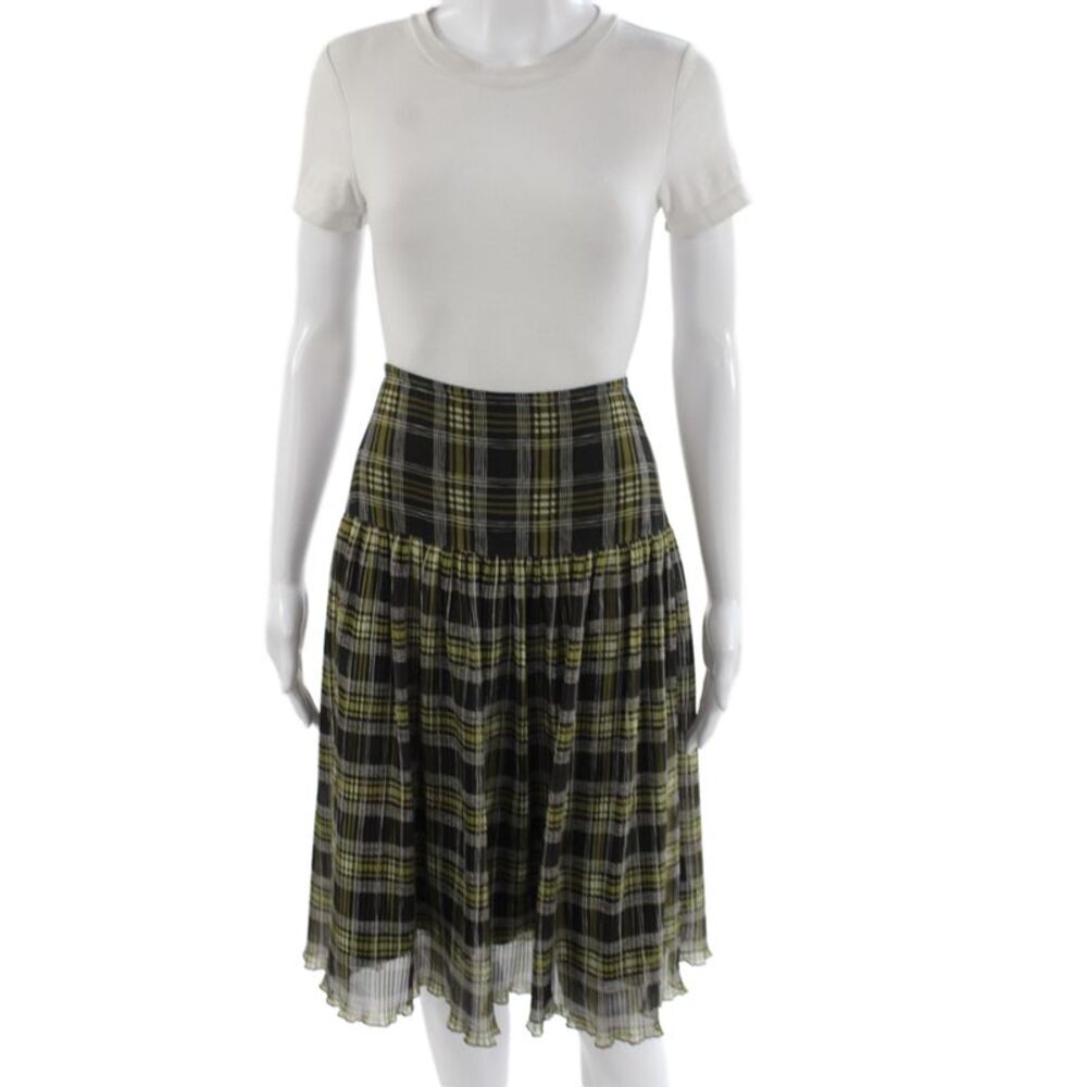 Oilily Women Pleated Plaid Skirt Black Knee Length Size 42